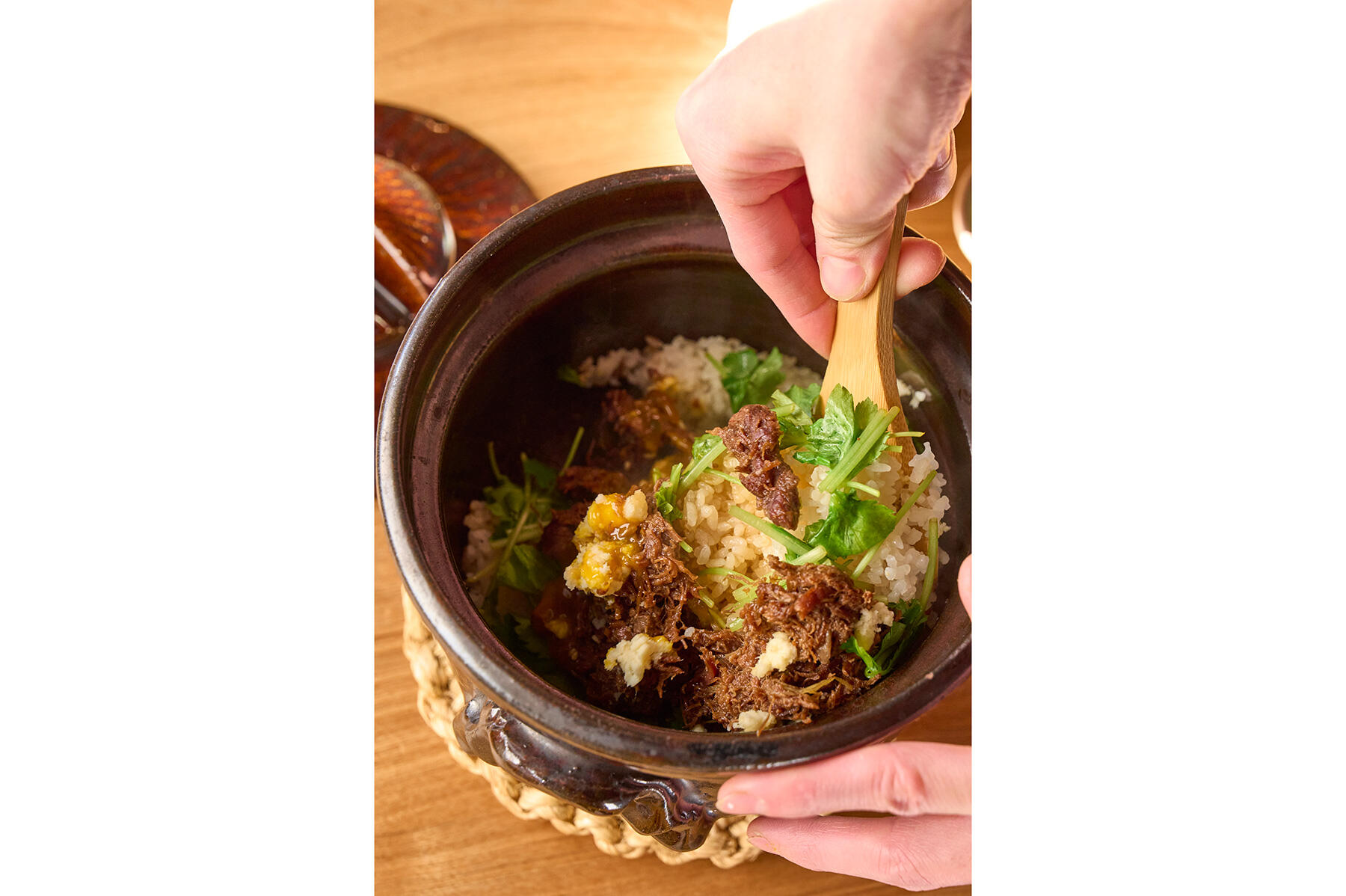 和牛しぐれ煮と山わさびの土鍋ご飯