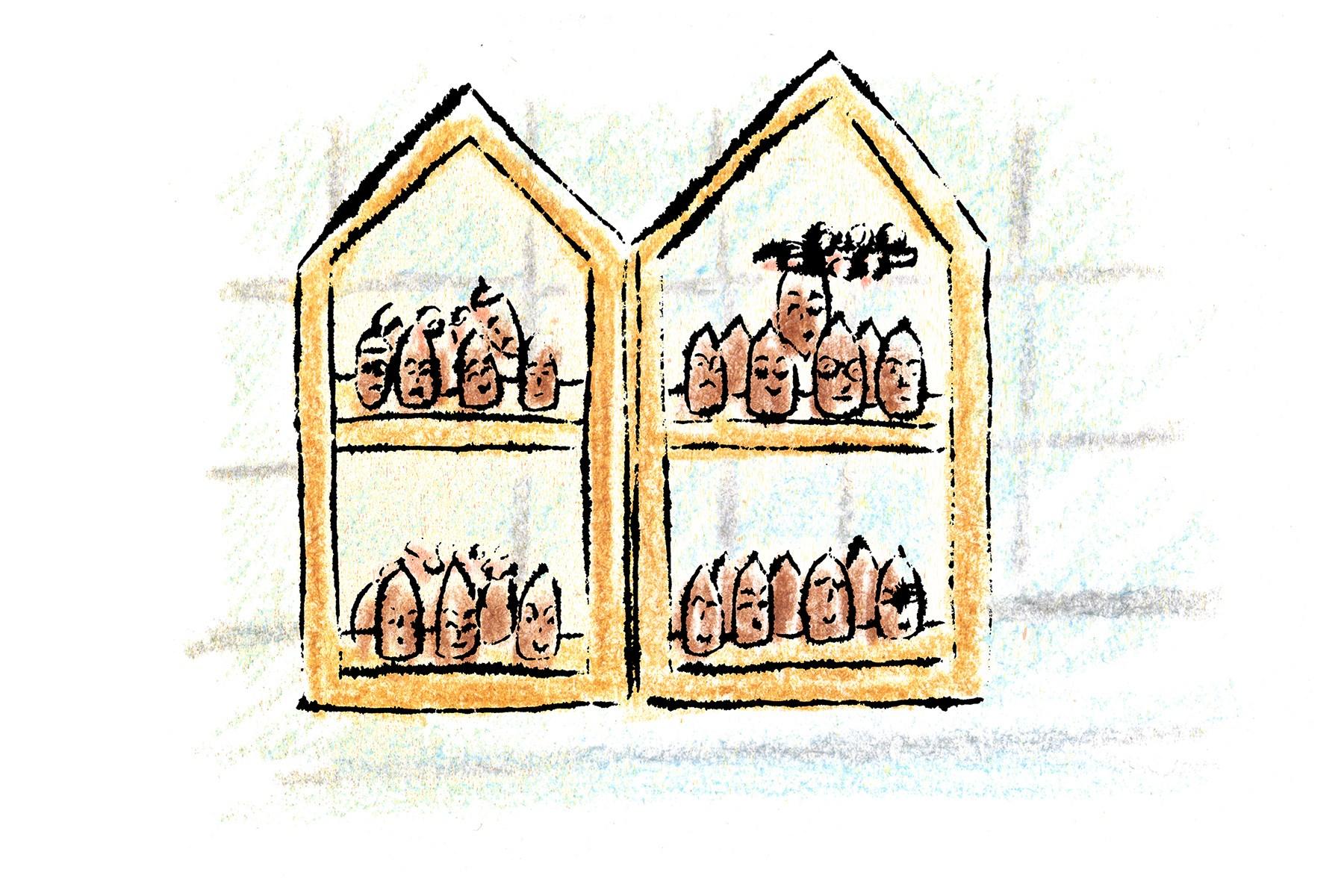 思わぬ場所で、可愛いドングリの皆さんに遭遇できます。常連客が贈ってくれたものだそう。