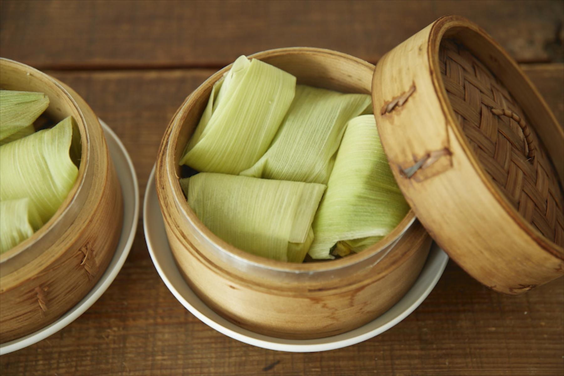 とうもろこしの「ちまき風皮なし餃子」