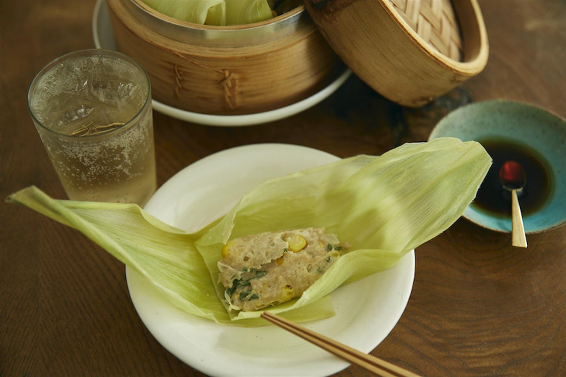とうもろこしの「ちまき風皮なし餃子」