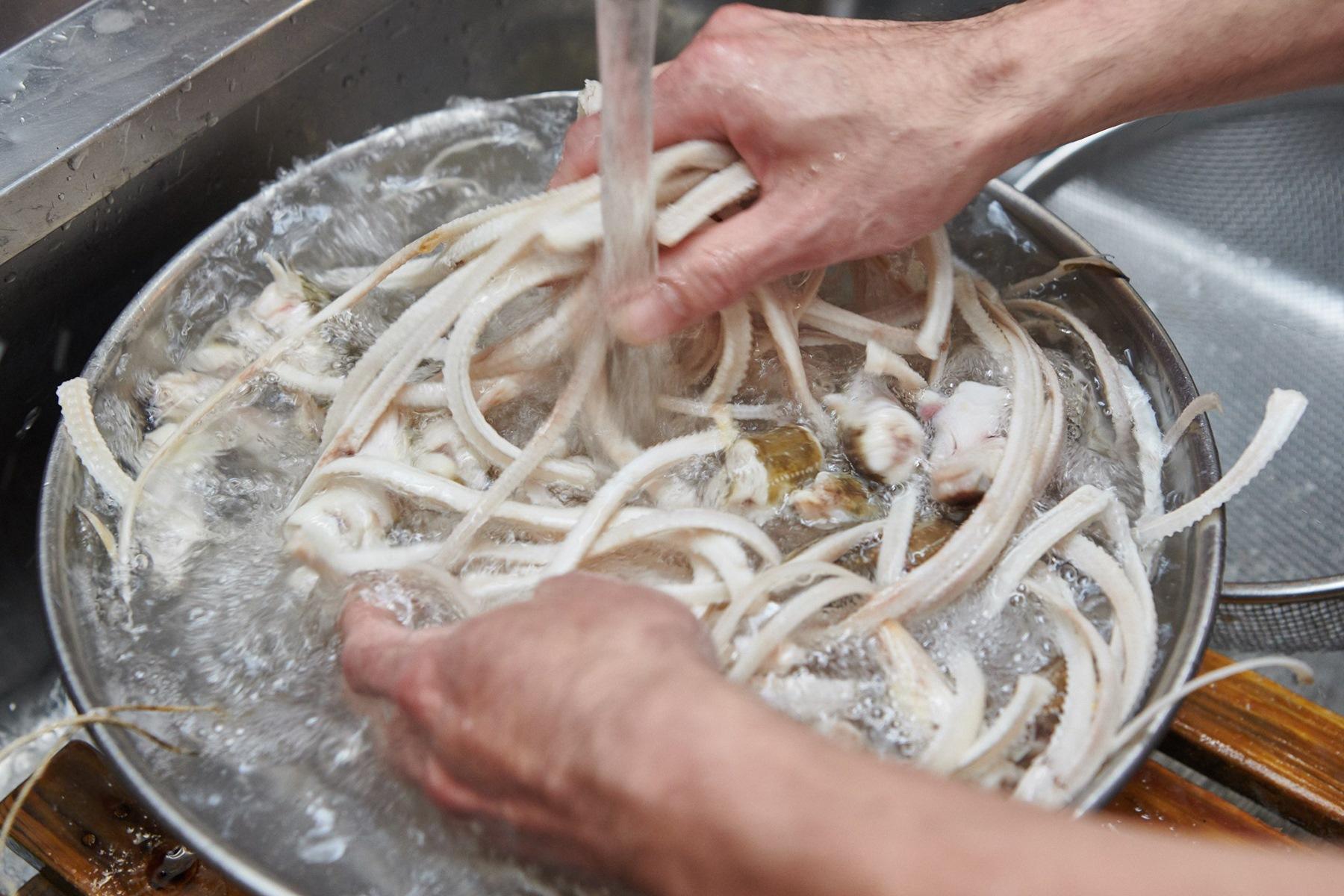 徹底的に水洗いをして掃除をする