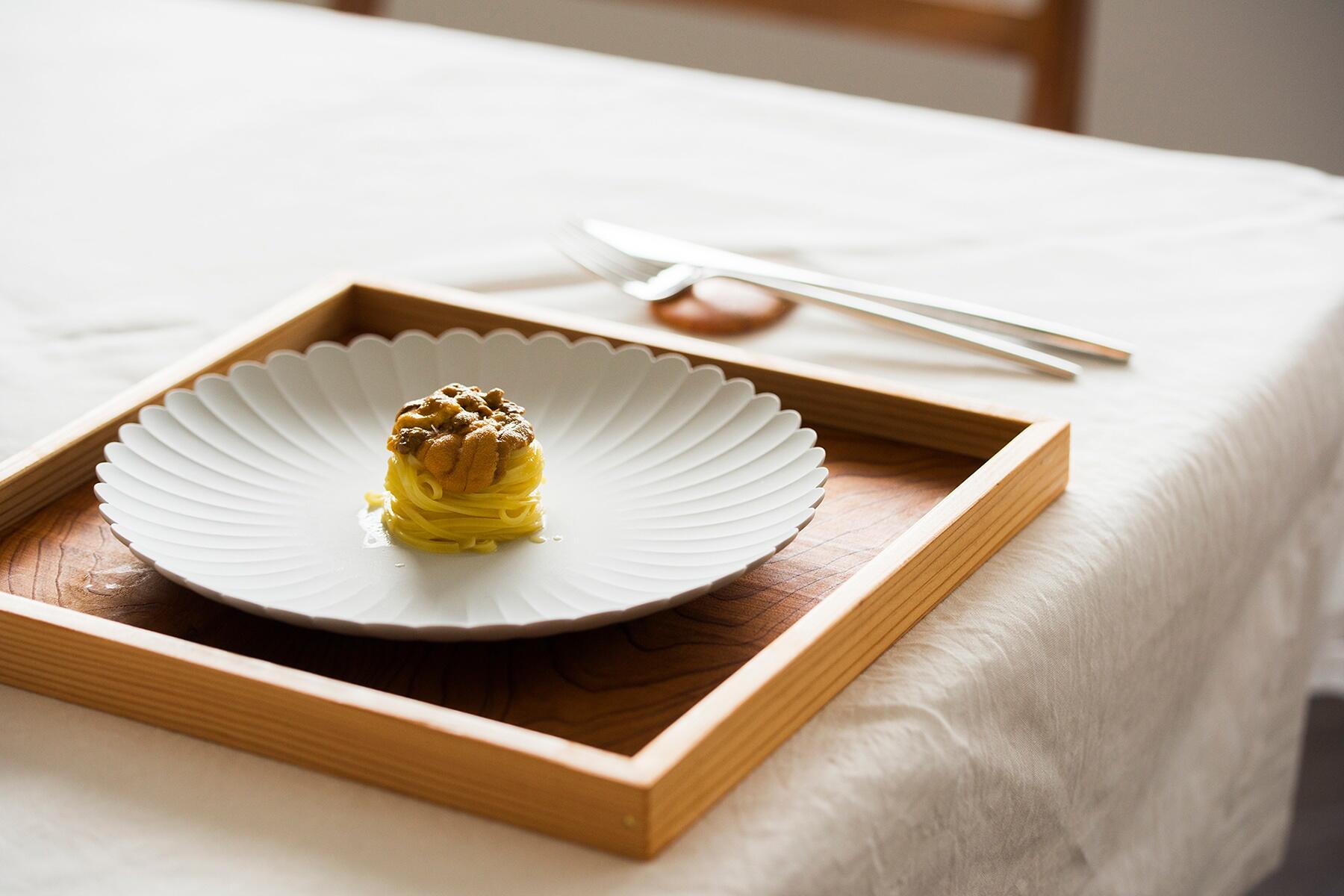 長野・島原「pesceco（ペシコ）」のタマネギ麹を使ったウニのタリオリーニなど