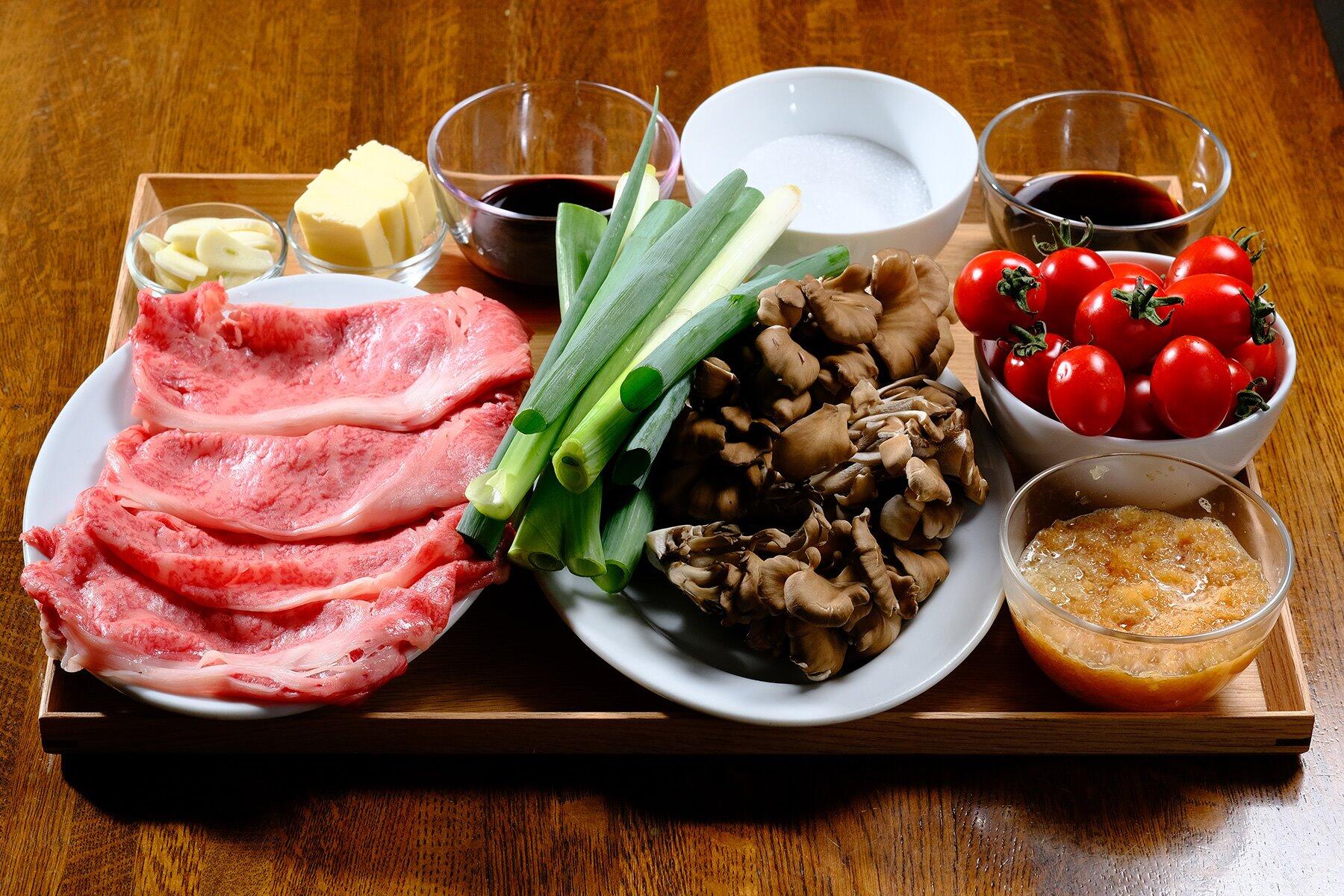 和牛のプランチャ（鉄板焼き）風材料