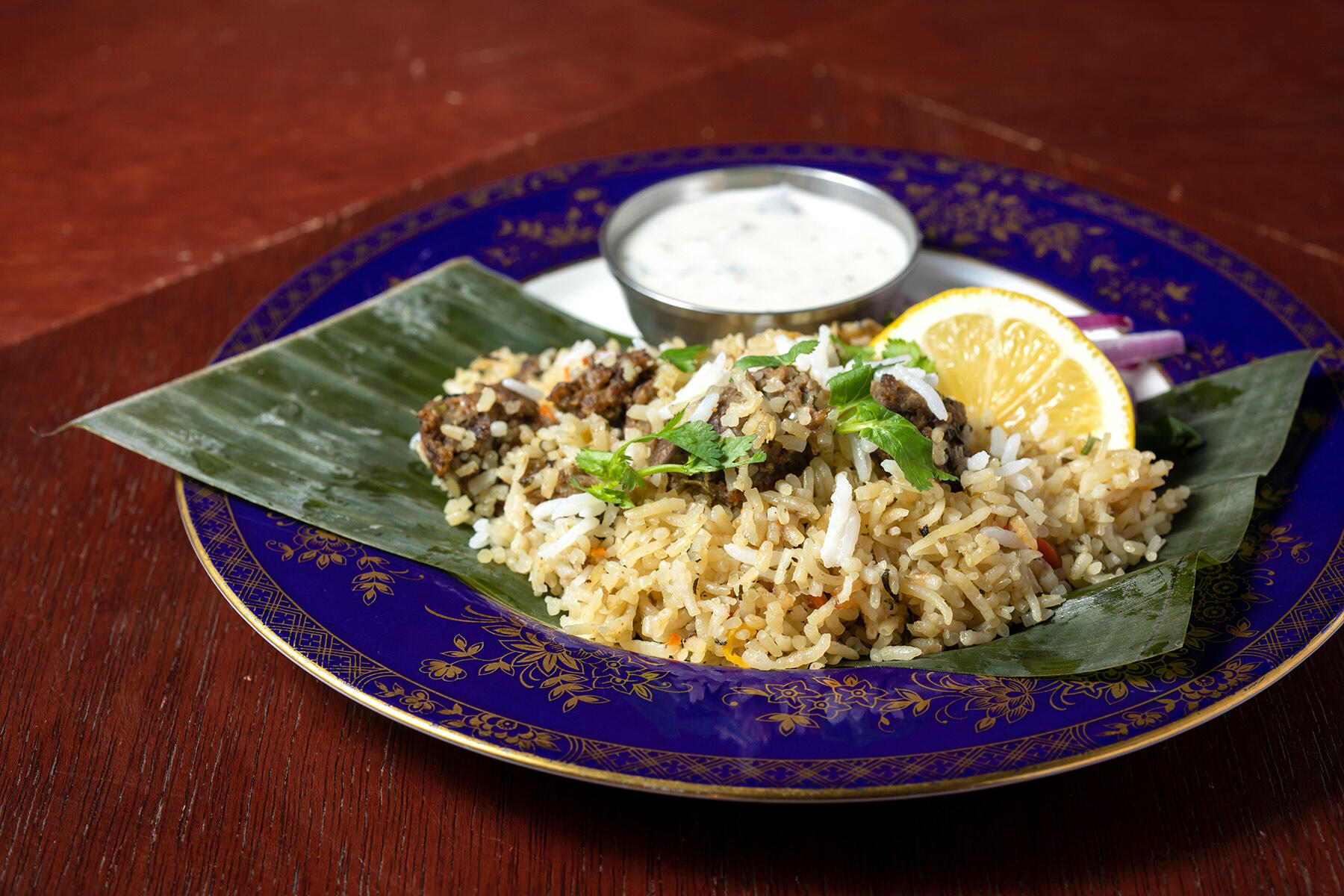 マトンキーマビリヤニと山わさびのライタ