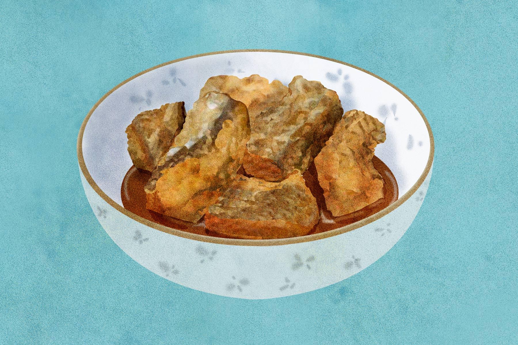 ダツの揚げ煮