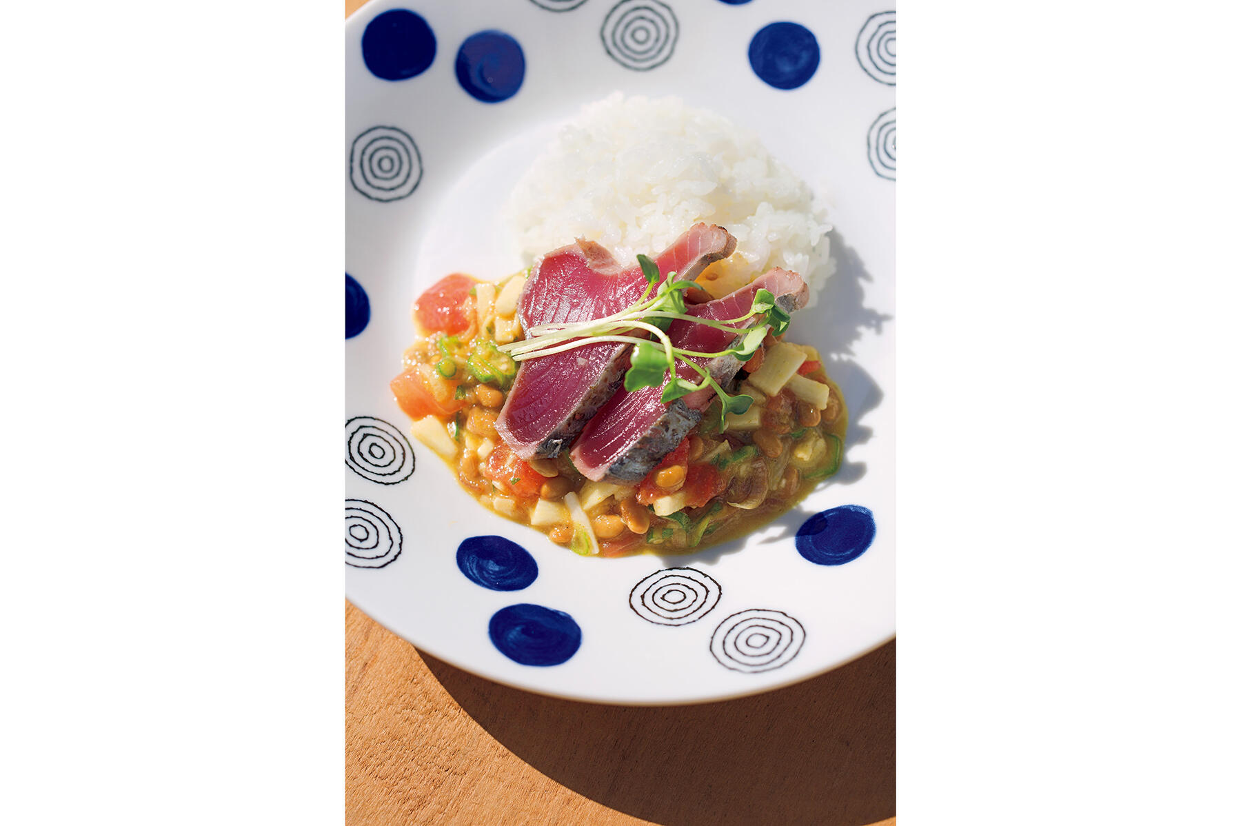 カツオのたたきネバネバ冷製カレー