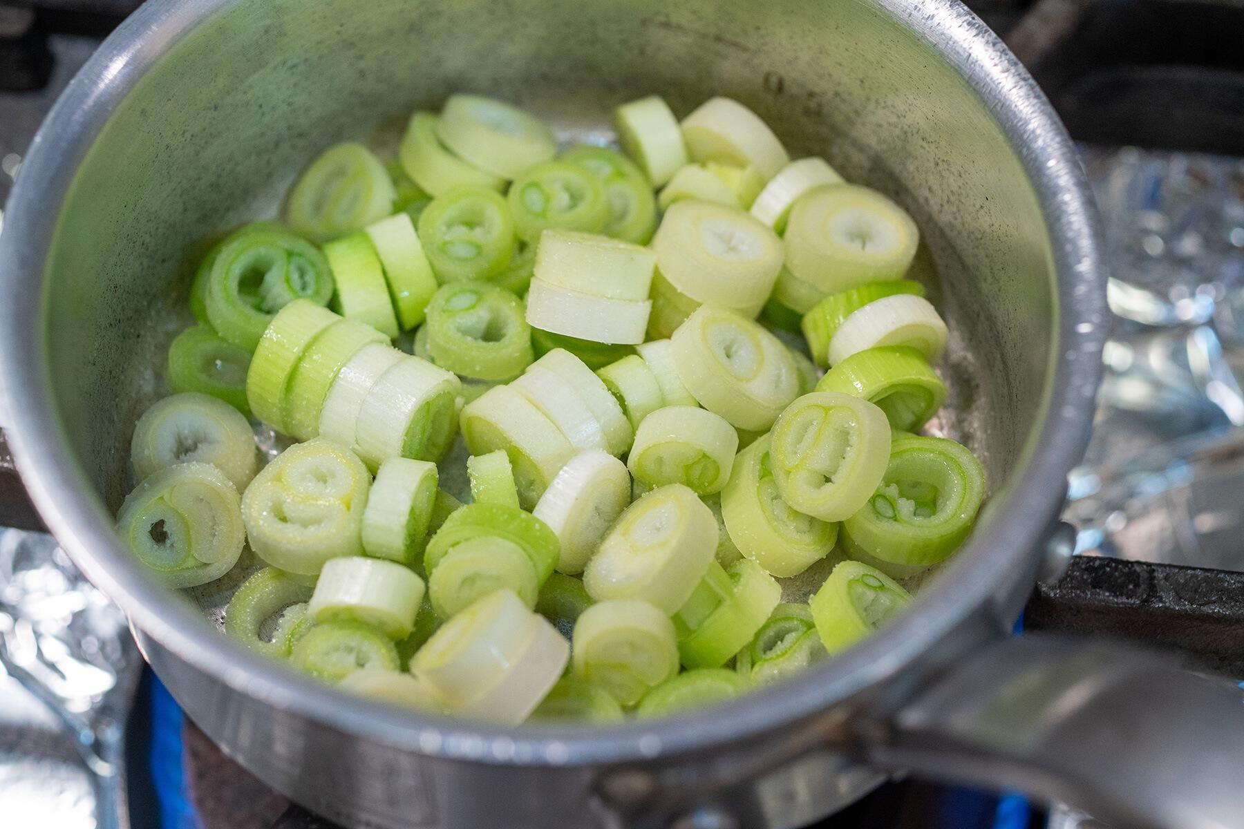 長ネギのエチュベをつくる