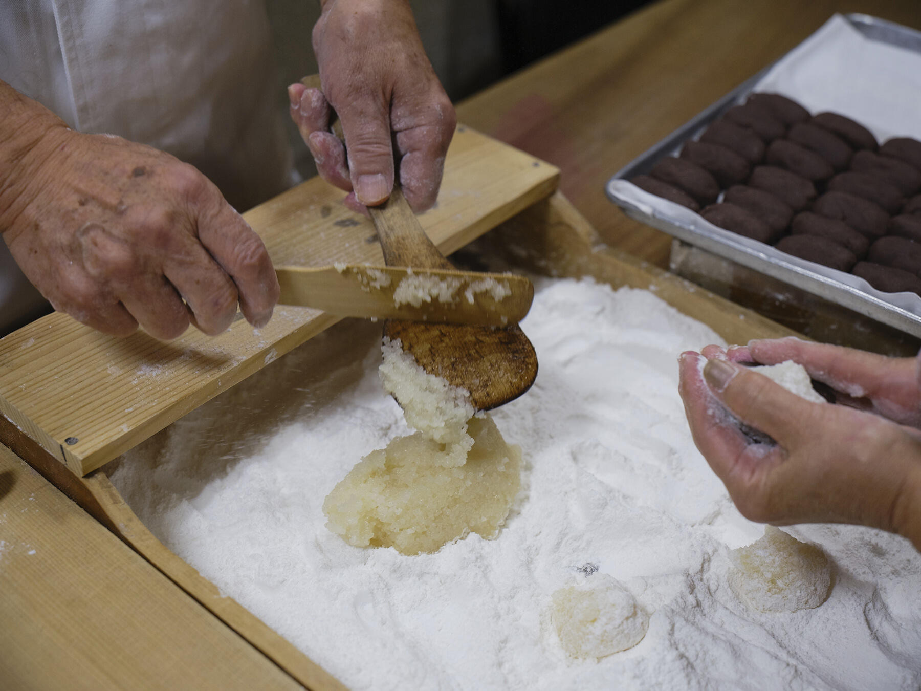 手粉をまぶしたところ
