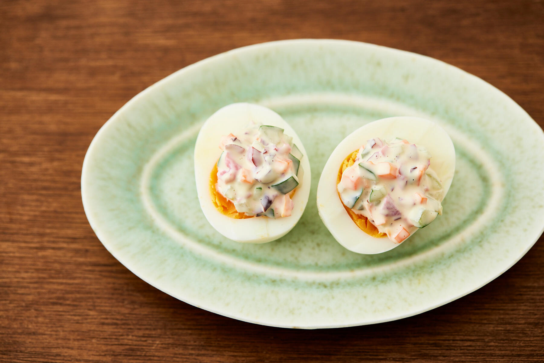 漬け物タルタルの半熟卵のせ