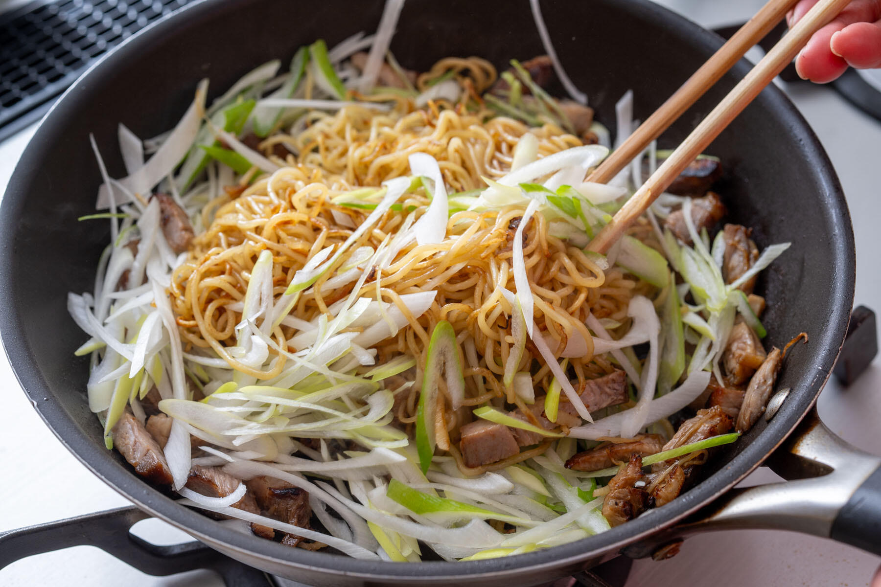 長ねぎを加える