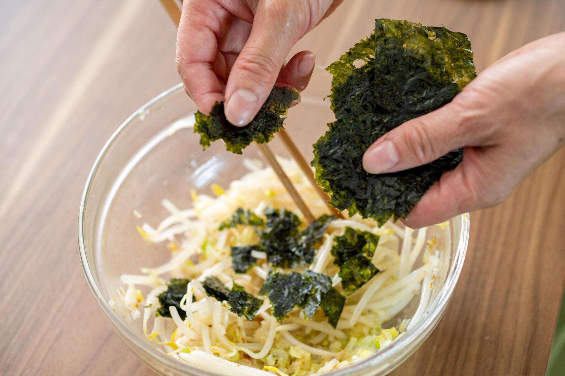 韓国海苔を加える