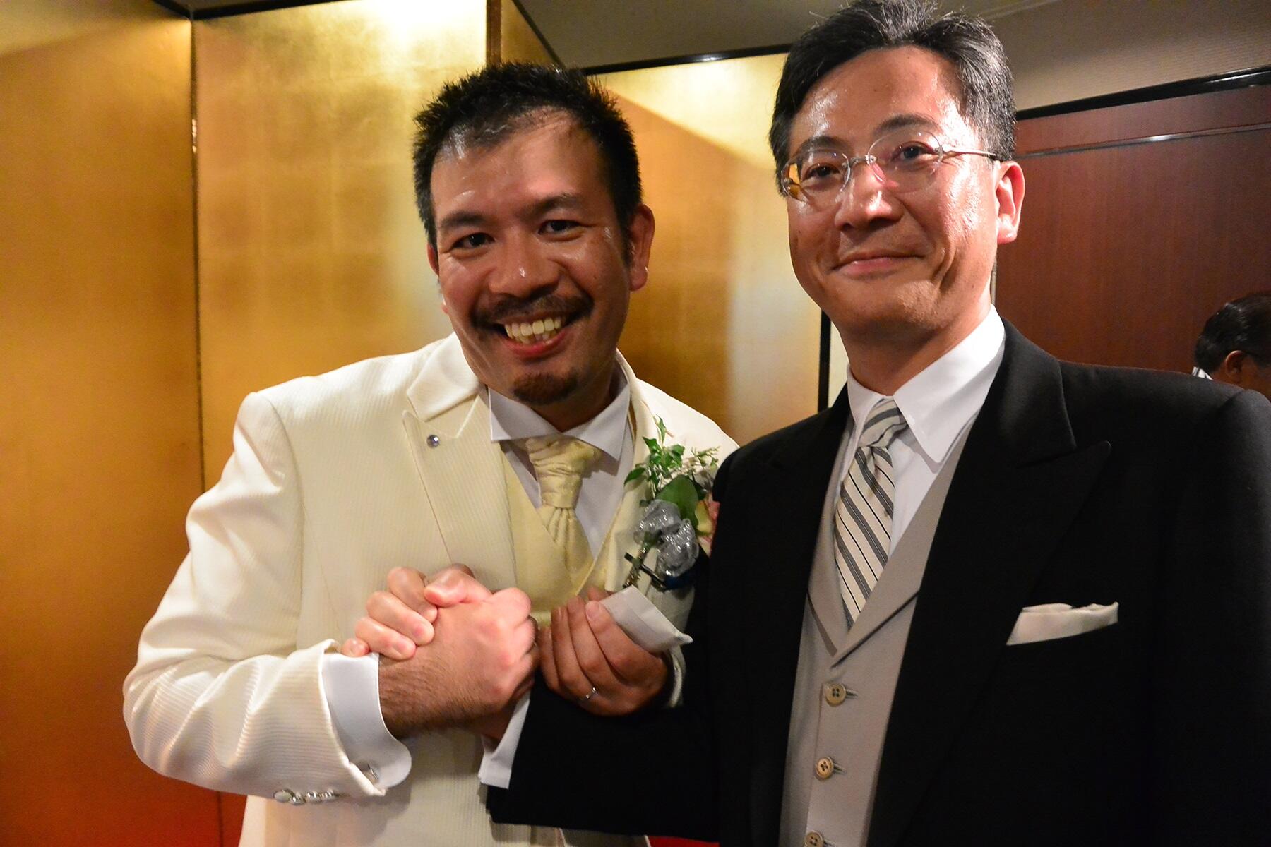 “師匠”こと「喜久醉」蔵元杜氏・青島孝さん（右）と永山さん