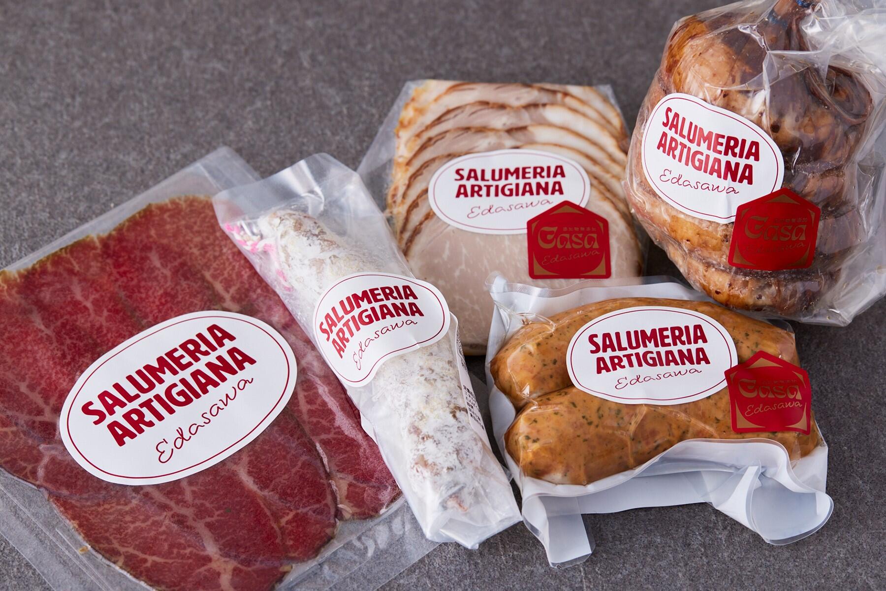 豚もも肉のハムと自家製サラミの盛り合わせ 1,200円