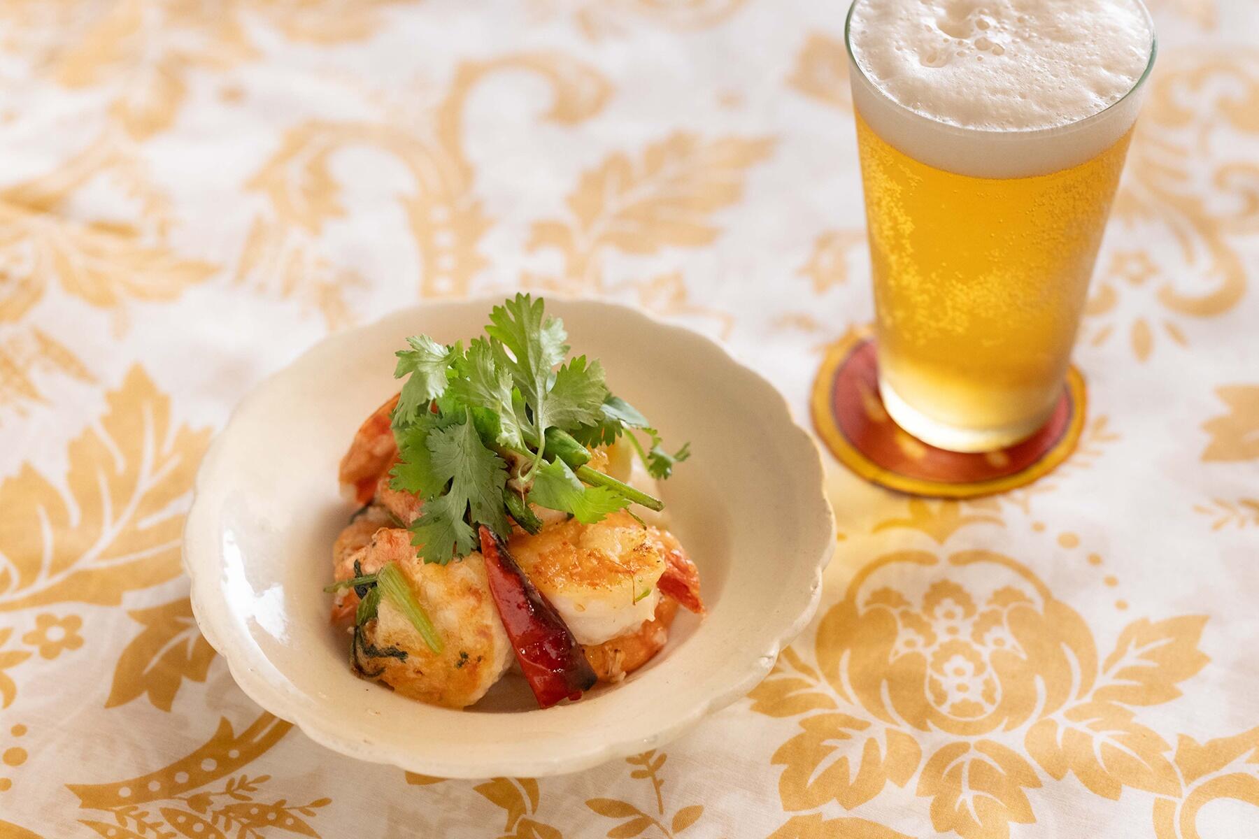 夏向きの爽やかエスニック「海老のピリ辛ライム炒め」